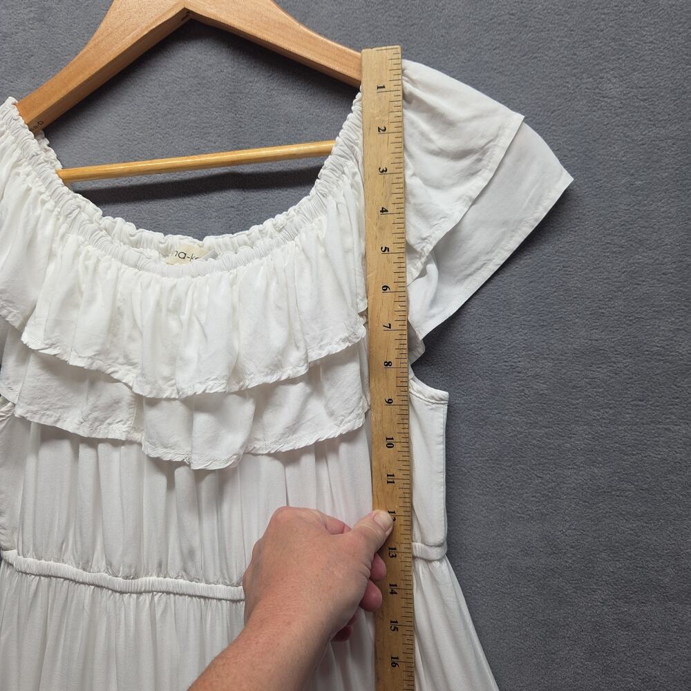 Anna-Kaci White Ruffle Maxi Dress L Off Shoulder Boho Coastal Vacation Feminine - Picture 8 of 14